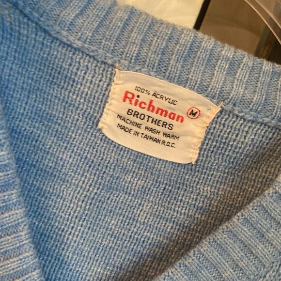 Vintage Richman Brothers Women’s Acrylic Sweater Light Blue Size Medium - Picture 2 of 6